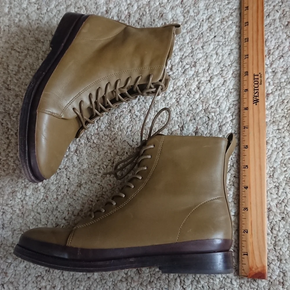 Vince Cooper Leather Cypress green  Leather Boots Size 5.5